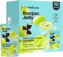 Hethstia Konjac Jelly Green Grape Flavor, 10 袋, 飲用 Grape Jelly with Collagen Peptides, 7 Kcal, 砂糖フリー, グルテンフリー, Keto, ヴィーガン, On-The-Go Chewy Light Snacks