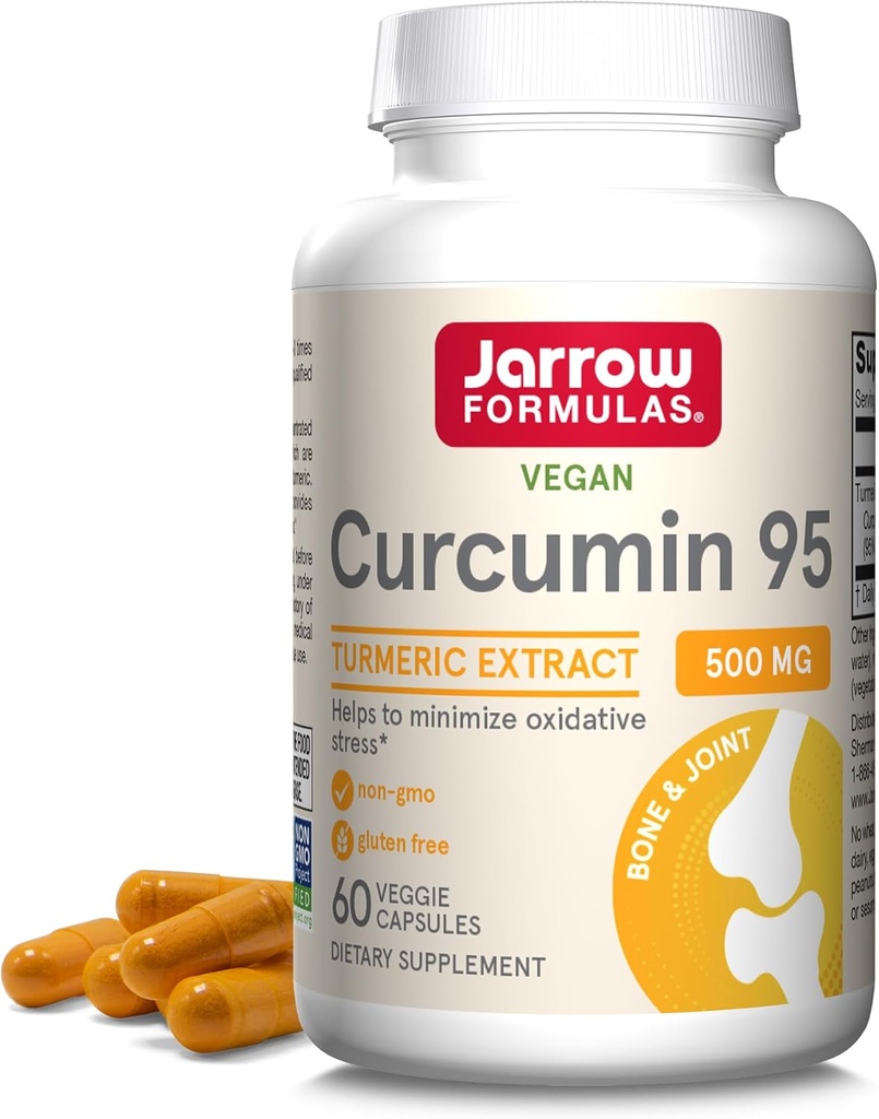 Jarrowフォーミュラターメリッククルクミンサプリメント - Curcumin 95、ターメリックサプリメント、500mgの抗酸化&ジョイントサポート、60カプセル