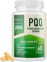 PQQQサプリメント20mg | コク10&ビタミンB12のミトコンドリアバイオジェネシス&エネルギーオプティマイザ | 脳の健康とミトコンドリア生産をサポート | ウルトラPQフォーミュラ | ヴィーガン、グルテンフリー | 60カプセル