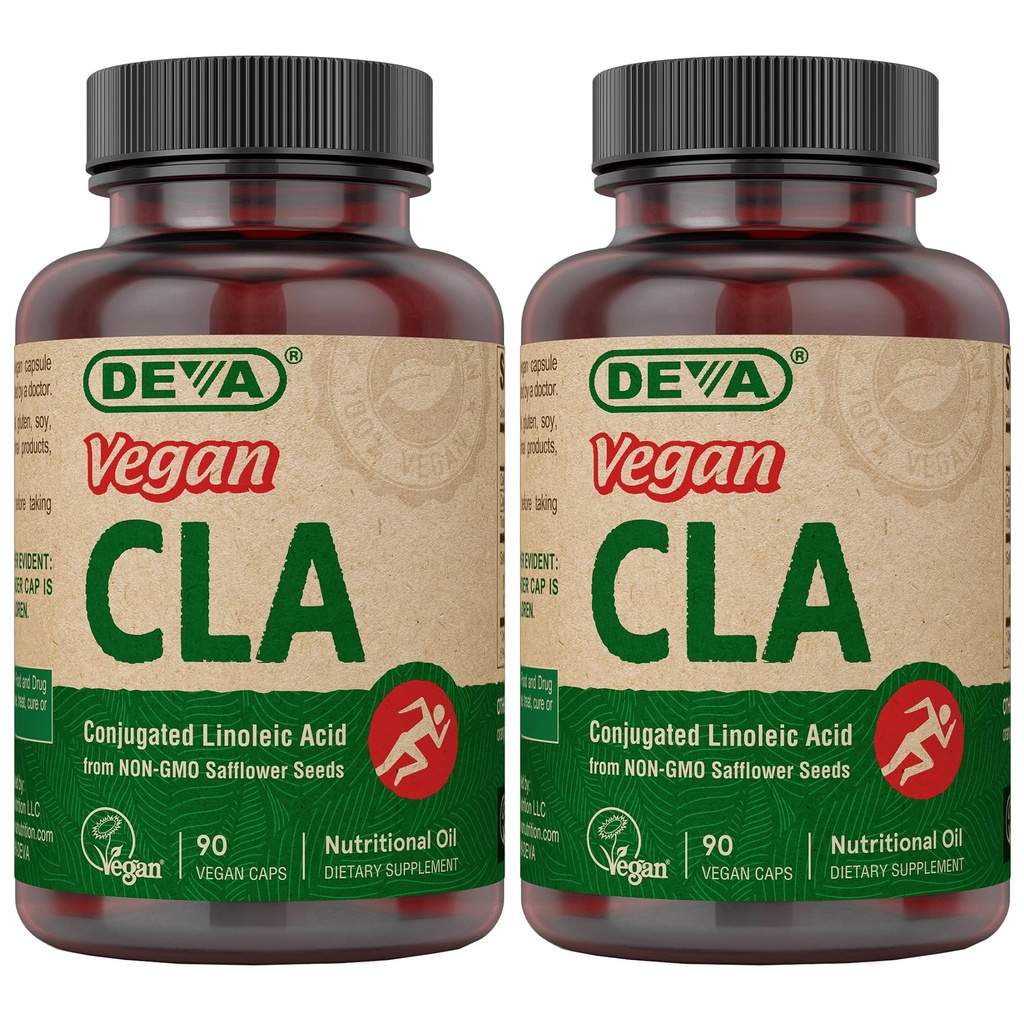 DEVAビーガンビタミンコンジュレーションリン酸(CLA)、非GMOサフワリ油、90カプセル、1パック