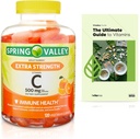 Spring Valley Extra Strength Vitamin C Immune Health Dietary Supplement Vegetarian Gummies, Orange, 500 mg, 120 Count + Exclusive VitaMax Vitamin Guide (2 Items)