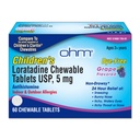 Ohmの子供のLoratadineのChewableタブレット、染料は、Sneezing、Ronyの鼻、Itchy水目の、Throatまたは鼻、Antihistamine、屋内及び屋外のアレルギー、5mg、60のタブレットの非眠気24h救助を解放します