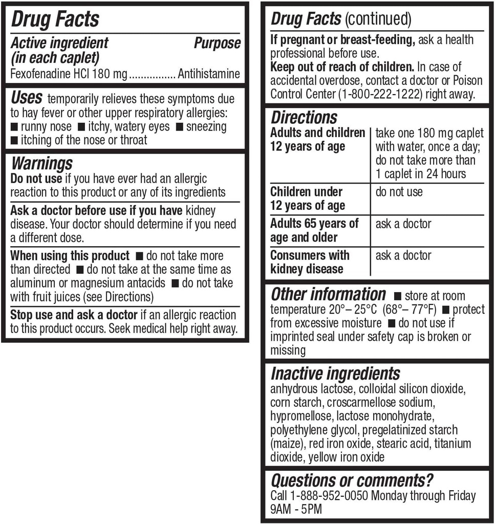 HealthA2Z Fexofenadine Hydrochloride 180mg, Antihistamine for Allergy Relief, 24-Hour Antihistamine for Allergy Relief (120 Count (Pack of 1))
