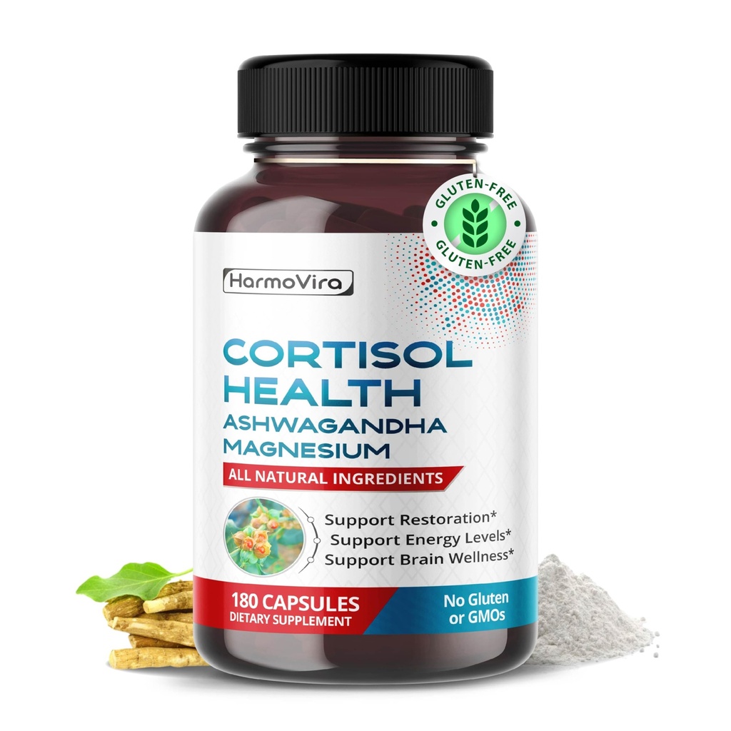 CORTISOLヘルス - アシュワガンダマグネシウムRhodiolaセントジョンズワート - サポート修復、エネルギーレベル、脳ウェルネス180日の供給 - 米国製