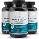 VITASEI Happy Flora、Probiotic Supplement 170 Billion CFU、Digestion、女性と男性のためのプロバイオティクス、3ボトル - 180カプセルのための酵素と健康な腸の健康