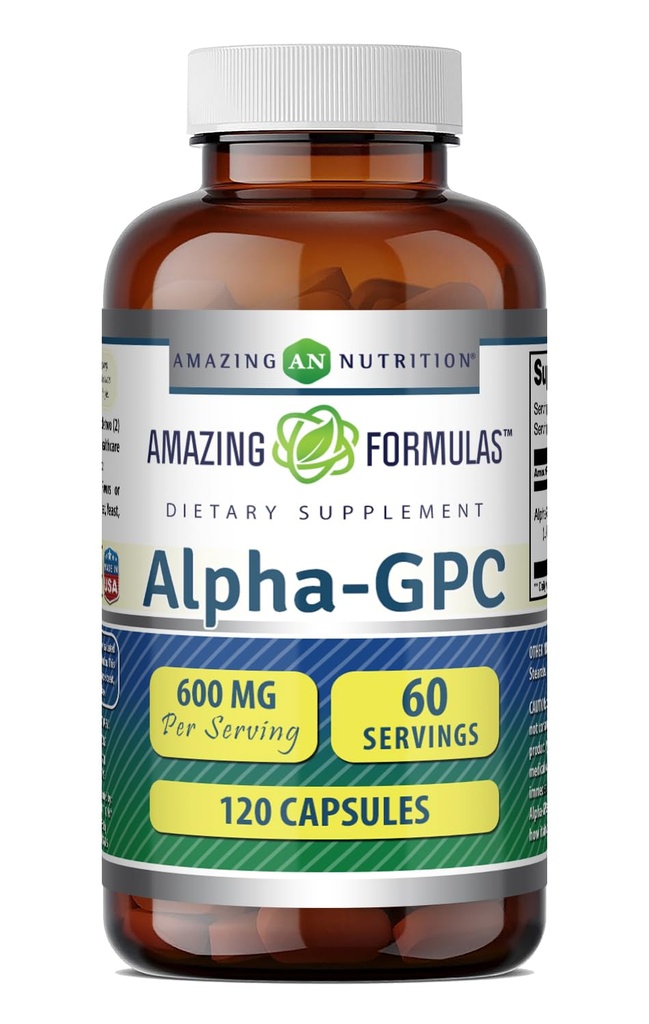 アメイジングフォーミュラアルファ GPC サプリメント | 600 Mg / サービング | 120 カプセル | Non-GMO | グルテンフリー | アメリカ製