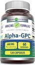 アメイジングフォーミュラアルファ GPC サプリメント | 600 Mg / サービング | 120 カプセル | Non-GMO | グルテンフリー | アメリカ製