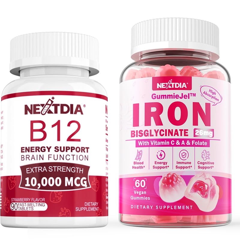 鉄はグミ26mg+のビタミンB12、Methylcobalamin 10000のmcgのタブレットを満たしました