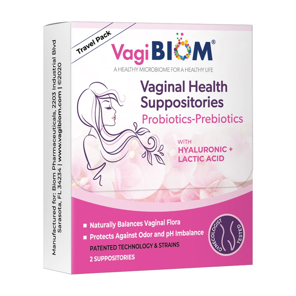 VagiBiom Probioitc Suppository 2つのSuppositoriesの便利な旅行パック:Microbiome Flora Balance。 臭気の制御療法;バランスおよび栄養物の健康なFlora