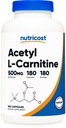 Nutricost Acetyl L-Carnitine (ALCAR) 500mg、180のカプセル、180のサービング-非GMOおよびグルテンフリー、サービングごとの1カプセル