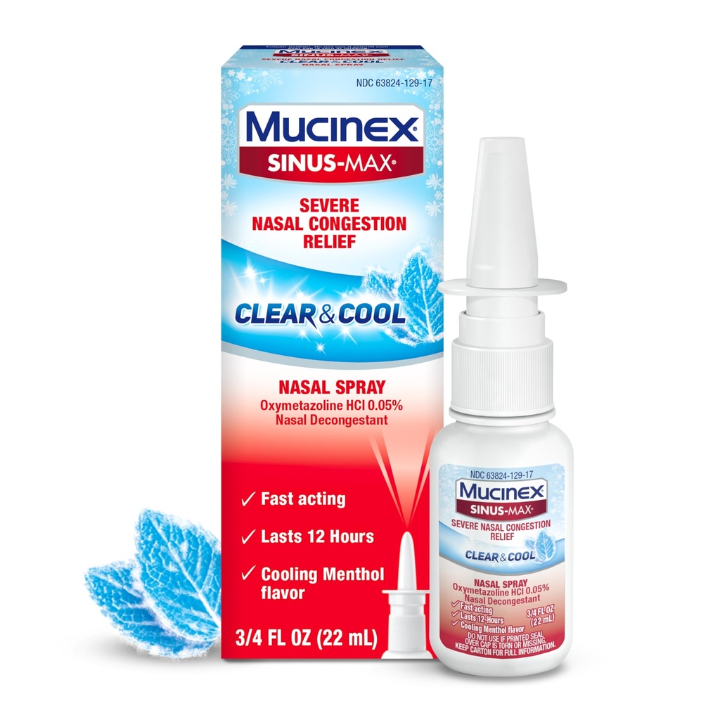 Mucinex Sinus-Max鼻のスプレーのDecongestant、12時間の過カウンターの薬物の鼻のスプレーはSinusの救助、大人のための鼻のDecongestants及びSinusの混雑、冷却のMenthol、0.75 Fl Ozのためのスプレーを乾燥します