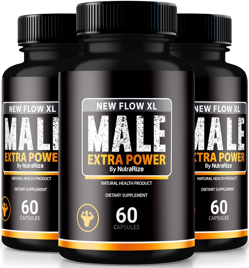 (3パック)男性のための新しいフローXLカプセル, NewFlow XL男性の丸薬, 筋肉の質量と最大性能のためのすべての自然な式, 公式NewFlowXLレビュー (180カプセル)