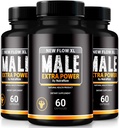 (3パック)男性のための新しいフローXLカプセル, NewFlow XL男性の丸薬, 筋肉の質量と最大性能のためのすべての自然な式, 公式NewFlowXLレビュー (180カプセル)