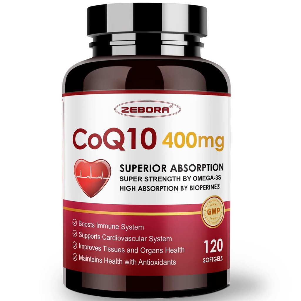 PQQ、BioPerine及びOmega-3、Coenzyme Q10 (Ubiquinone)の高吸収のためのCoenzyme Q10 (Ubiquinone)の補足が付いているZEBORA CoQ10-400mg-Softgelsは、強力な酸化防止、サポート中心及びエネルギー生産、120のサービングを支えます