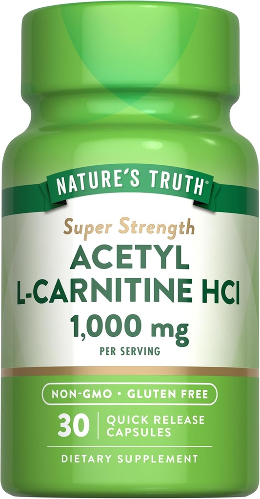 Nature's Truth Acetyl L-Carnitine 1000mg | 30カプセル | 極度の強さ | 非GMO及びグルテンフリーのALCAR サプリメント