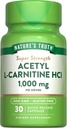 Nature's Truth Acetyl L-Carnitine 1000mg | 30カプセル | 極度の強さ | 非GMO及びグルテンフリーのALCAR サプリメント