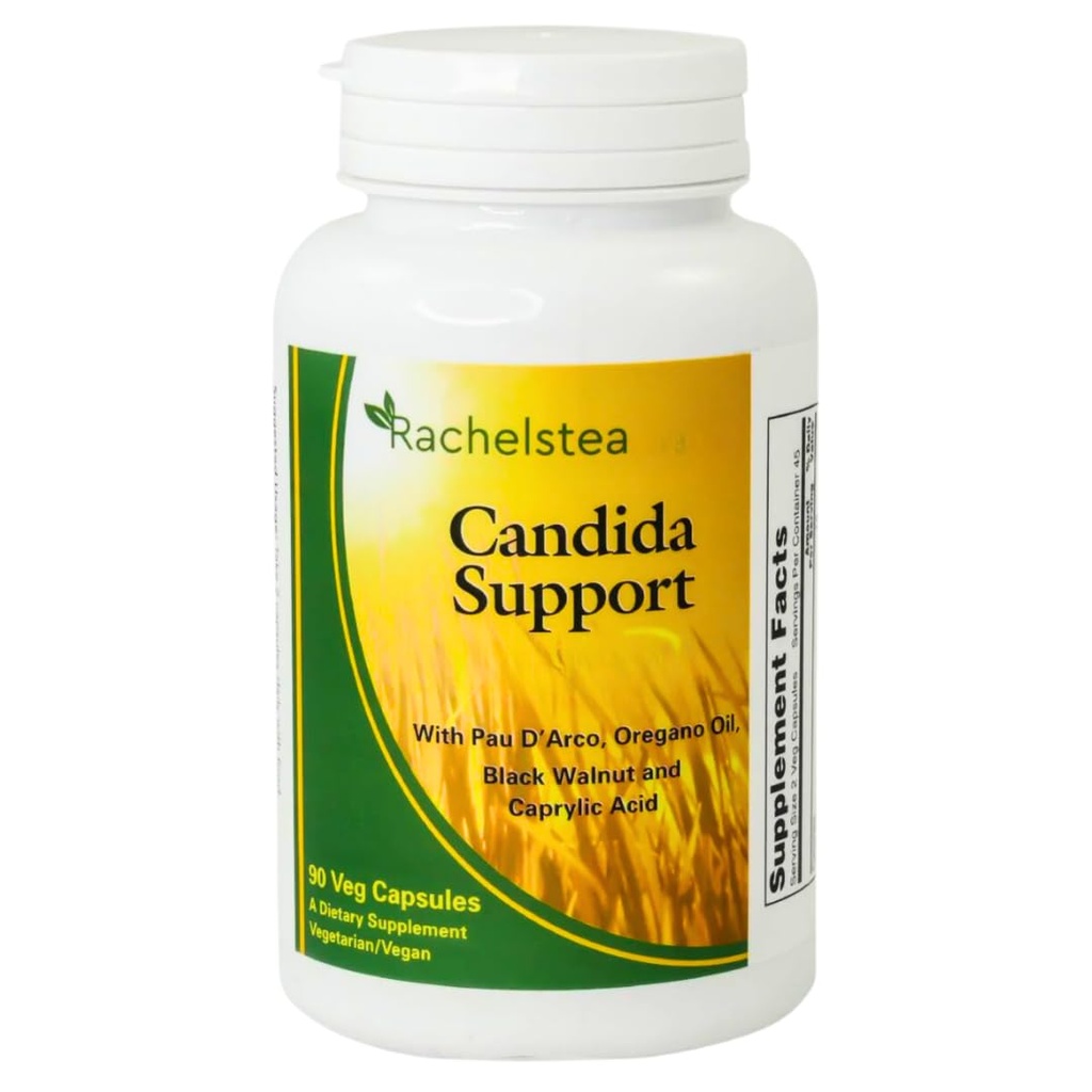 Rachelstea Candidaのサポート、PAU D'Arco、Oreganoオイル、黒のクルミ、およびCaprylicの酸、90の野菜のカプセル、食事のベジタリアン/ビーガンの補足が付いている腸のFlora、