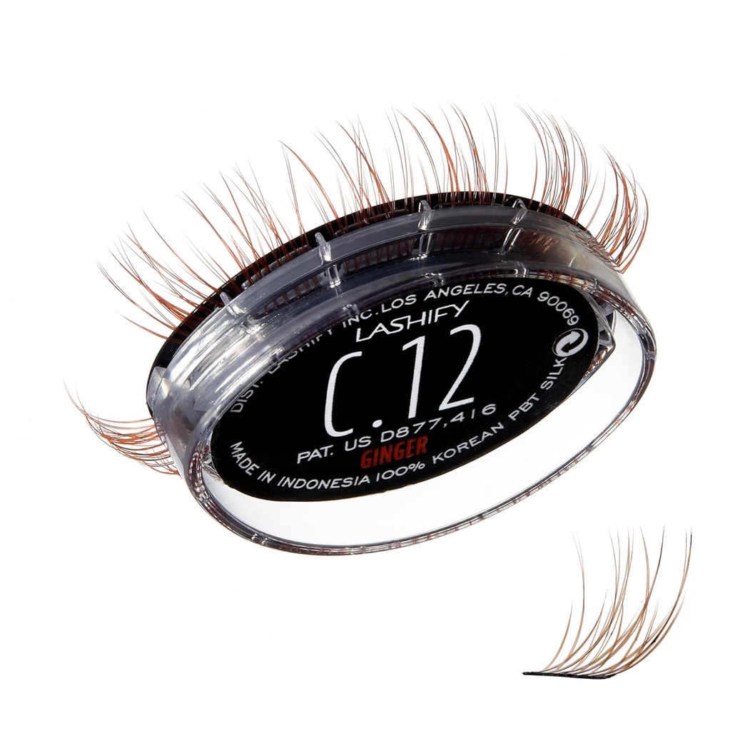 Lashify Curl 12mm Gossamer Eyelash Extensions Refill, Ginger Color, DIY False Lashes for a Natural Look