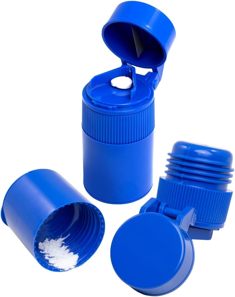 EZY DOSE 3のコンパートメントの丸薬の粉砕機、カッターおよび粉砕機、毎日の使用料、安全な切口の丸薬、ビタミン、タブレット、正確でおよび容易な切断、ステンレス鋼の刃、取り外し可能な飲むコップ、青、BPAは放します