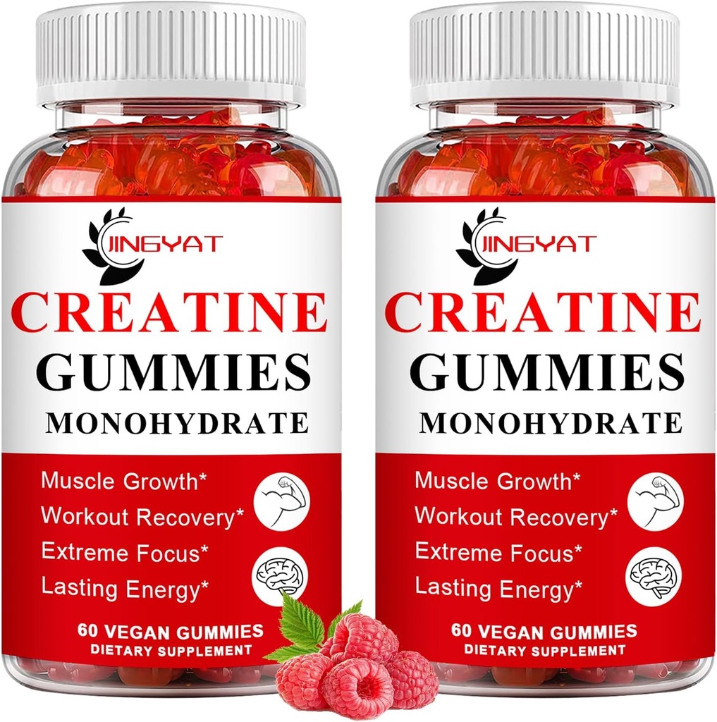 (2パック)クレアチンモノハイドレートグミー砂糖無料のChewableクレアチンビルディングマッスル、ブーストフォーカス、強度、耐久性、男性&女性のための5gクレアチンモノハイドガミー、パウダーカプセルよりも4倍強力