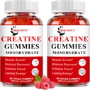(2パック)クレアチンモノハイドレートグミー砂糖無料のChewableクレアチンビルディングマッスル、ブーストフォーカス、強度、耐久性、男性&女性のための5gクレアチンモノハイドガミー、パウダーカプセルよりも4倍強力