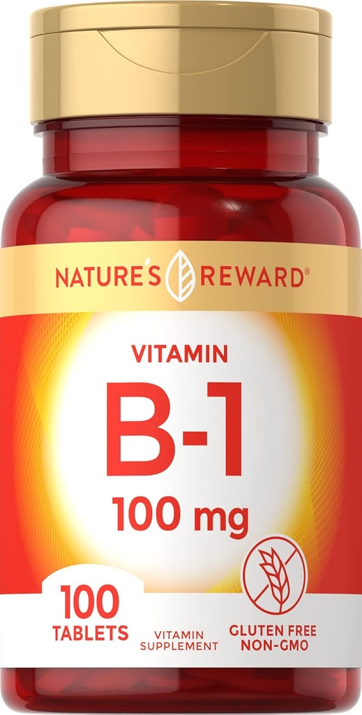ビタミンB1 100mg(チアミン) - 100カウント - ベジタリアン、非GMO&グルテンフリーサプリメント - ネイチャーズ報酬による