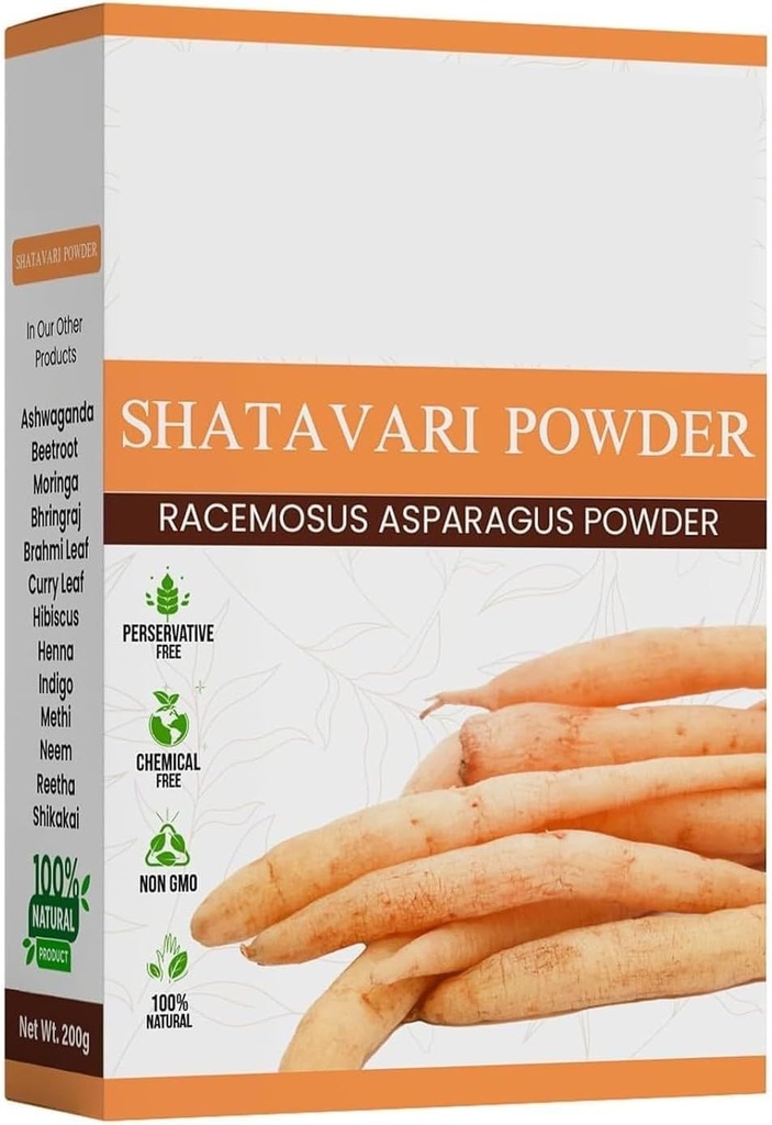 DURJAのShatavariの粉100g   バランスの女性のホルモンへのアーユルヴェーダ サポート | 草の補足 | 健康な消化及び生殖システムのためによい - 100g.