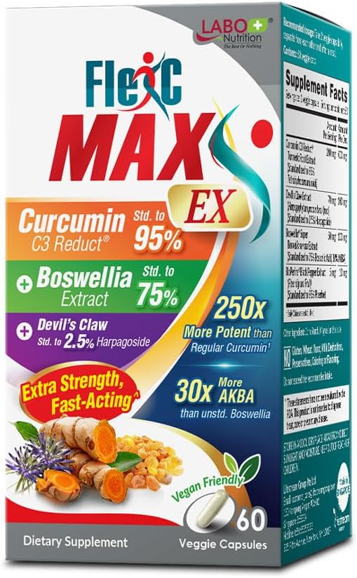 LABOの栄養のFlexC MAX EXはTurmeric Curcumin C3 Reductの95%のTetrahydrocurcuminoids、Bioperine、Boswelliaのエキス及びDevilの爪、有効な酸化、接合箇所及びボディ不快な救助を取り除きます