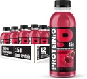 Protein2o Hydration Drink - 2-in-1 Liquid Clear Whey Protein Isolate and Electrolyte Drink - 15g Protein, Vitamins B5, B6 - Post-Workout Recovery - 16.9 Fl Oz - 12 Count Wild Cherry