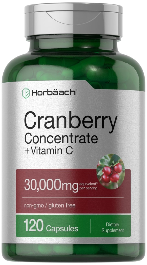 ホアハチクランベリー濃縮エキスピル+ビタミンC | 30,000mg | 120カプセル | トリプル強度究極の効力フォーミュラ | 非GMOとグルテンフリーサプリメント