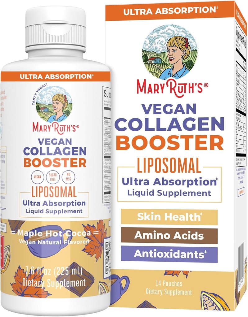 MaryRuth Organics Collagen Booster Liposomal、砂糖無料、ビタミンC、ビタミンE、亜鉛、銅&シリカ、スキンケア&ジョイントサポートサプリメント、ビーガン、非GMO、7.6 Fl Oz