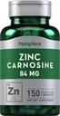 パイピングロック亜鉛カルノシンサプリメント | 84mg | 150カプセル | 非GMO、グルテンフリー