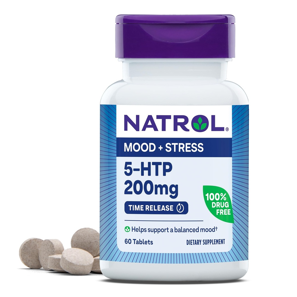 Natrol 5-HTP 200mg の食事療法の補足はバランスの取れた気分、60 時間の解放のタブレット、60 日の供給を支えます