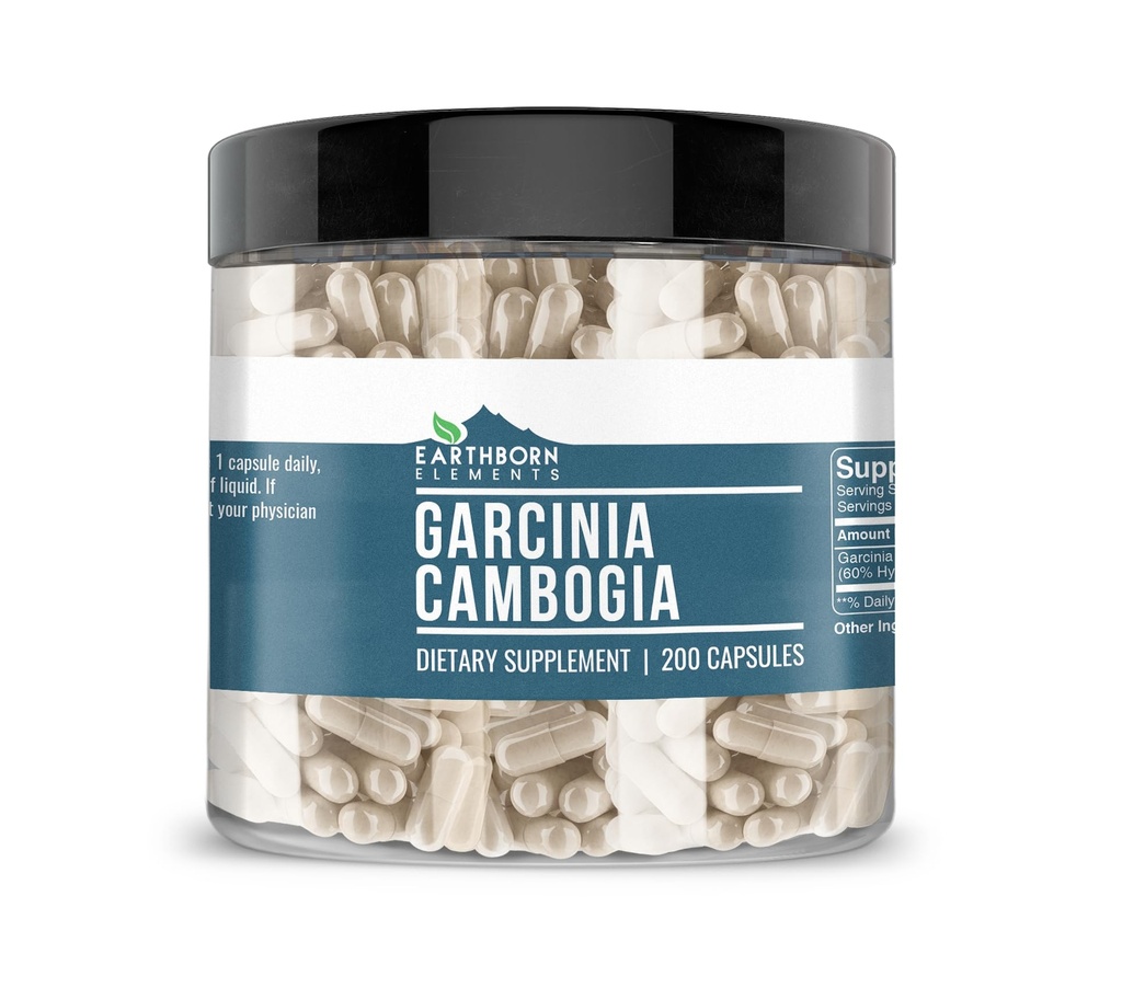地球の要素 Garcinia Cambogia 200 カプセル、純粋及びUndiluted、添加物無し