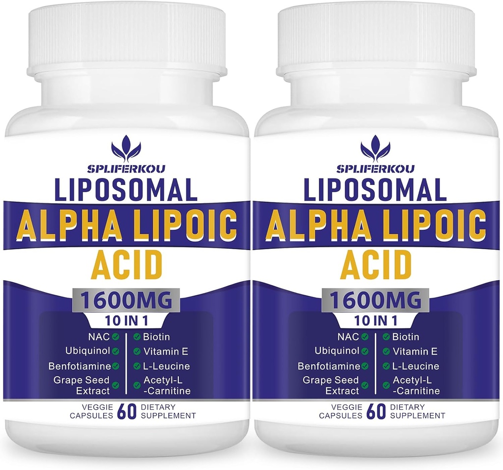 Liposomalアルファリポ酸1600mg/サービング、アルファリポ酸の栄養物は酸化防止健康、エネルギーおよびMetabolism-Gluten Free&Non GMO 120カプセルのための補います