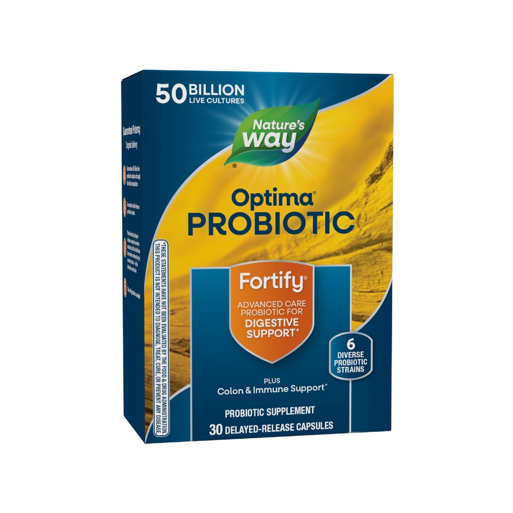 Nature's Way Fortify Optima Probiotic for Men and Women、50 Billion Live Culture、6 Strains、Digestive、Immune Health*、30カプセル(パッケージ5月Vary)