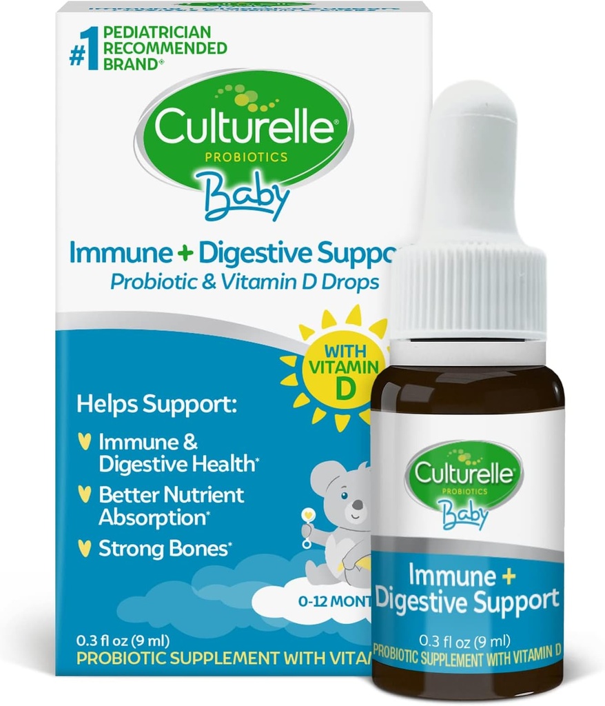 Culturelle 赤ちゃんのプロバイオティクス + ビタミン D 成長 & 繁栄する低下, 0.30 oz, 乳児のプロバイオティクスサプリメント, 健康開発をサポート