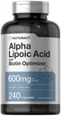 ホバハチアルファリポ酸600mg | 240カプセル | ビオチンオプティマイザ付き | 非GMOとグルテンフリーサプリメント