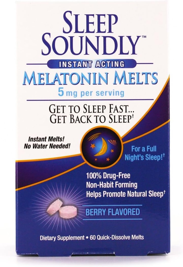 睡眠 静かに melatonin の溶解 5 の mg の果実味の味、夜 時間 睡眠 エイド for 大人、速い代理の睡眠の方式、60 の計算、白