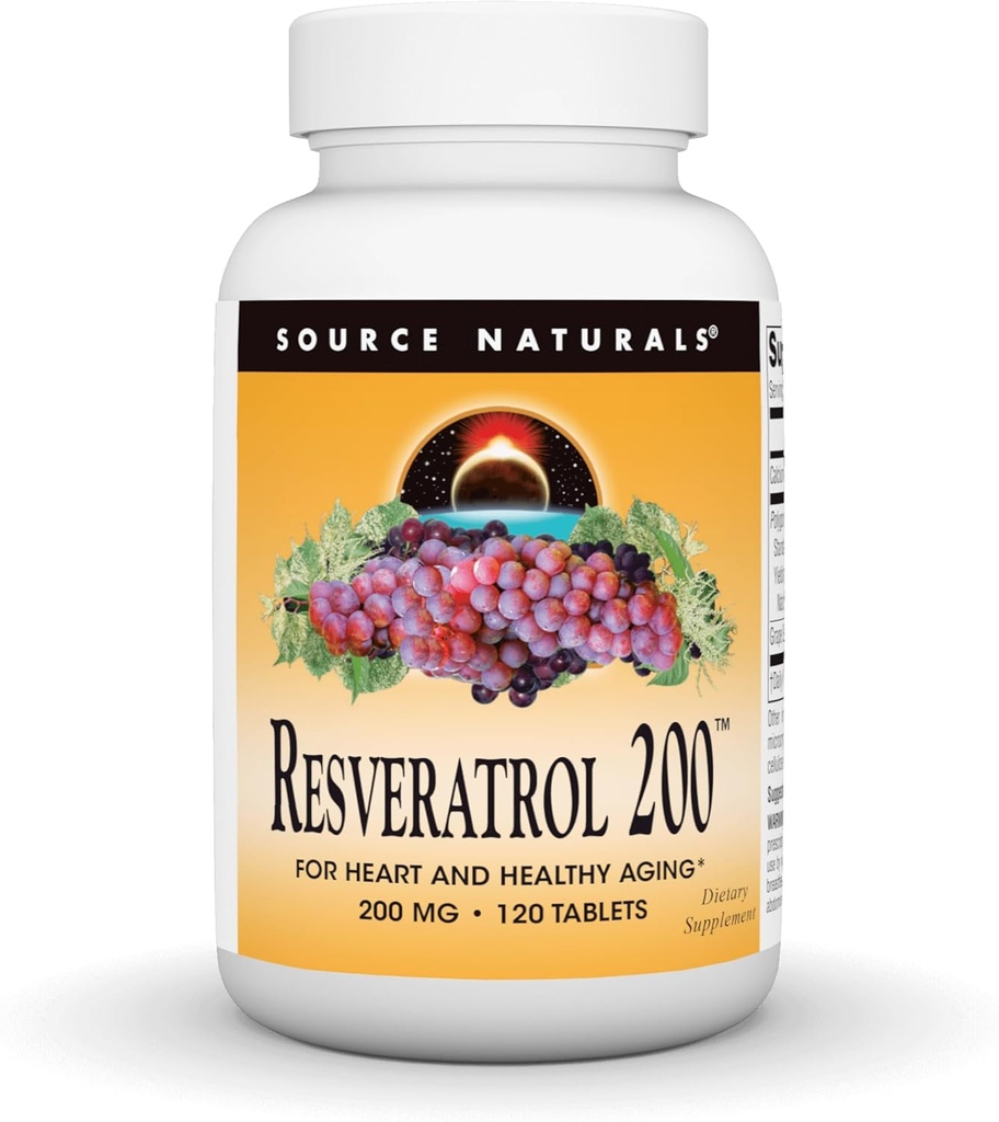Source Naturals Resveratrol 200 for Healthy Aging*, 200 mg - 120 Tablets