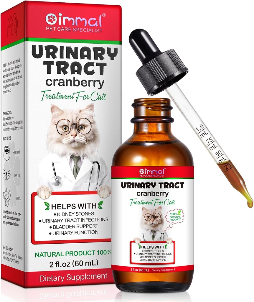Urinary Tract for Cats, Natural Cat Urinary Tract Infection Treatment Drops Supports Bladder, Kidney Stone, Cat UTI, Cranberry Kidney Bladder Support Supplement, Chicken Flavor - 60ml / 2.02oz