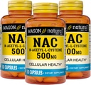 メイソンナチュラNAC N、アセチル、L、Cysteine 500mg、6か月の供給、サポート正常な細胞の健康、一般的なウェルネスのための免疫系ブースター、3パック