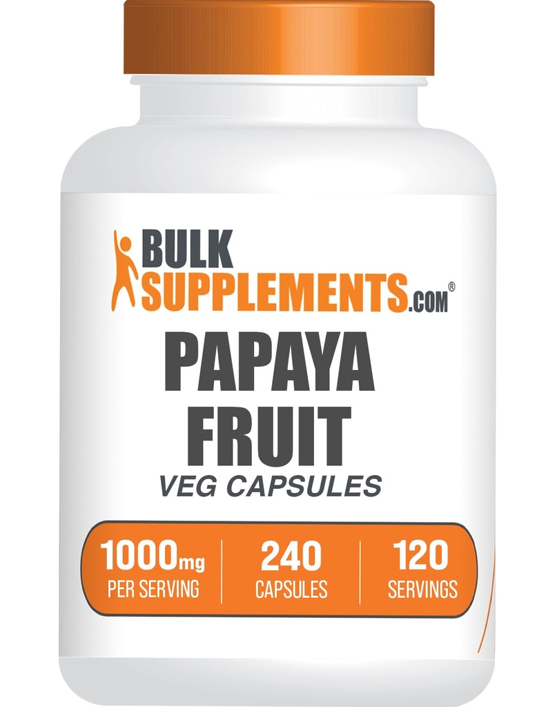 BulkSupplements.comパパイヤフルーツエキスカプセル - カリカパパイヤ、ハーブサプリメント - グルテンフリー、1000mg、サービングあたり2カプセル、240カウント(パッケージ1)