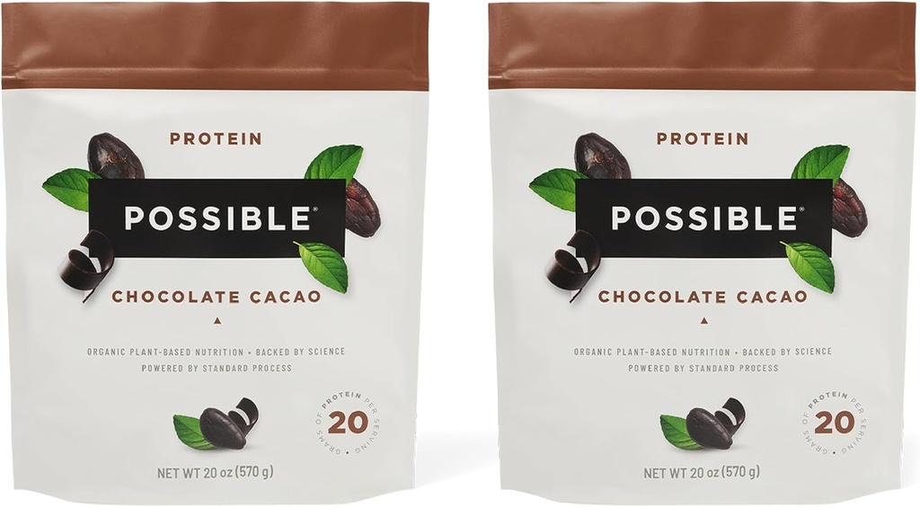 蛋白質の粉のチョコレート カカオ-ビーガンの20g、植物ベースの蛋白質の組合せ-非GMO、非酪農場、グルテンフリー- BCAAsの3.5g - 9つの本質的なアミノ酸- 30日の供給- 2袋、30のサービング
