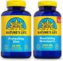 Nature's Life Nourishing Monolaurin 1000mg 250ct and Protecting 亜鉛ピコリネート 30mg 250ct - Gut Healthと免疫サポートサプリメント - 未加工ココナッツ、キレート亜鉛から Monolaurin - 60日間保証