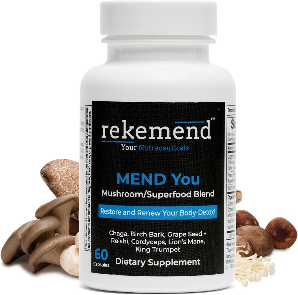 Lions Mane Supplement with Cordyceps, Chaga & Reishi Mushroom Extracts - 60 Capsules