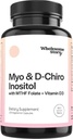 M-y-o in-os-itol & D-Chiro Inositol カプセル with MTHF, Folate, ビタミンD|オワリアン機能のサポート、ホルモンバランス、ホモシースタインレベル | 女性用不妊サプリメント | 40:1 比率