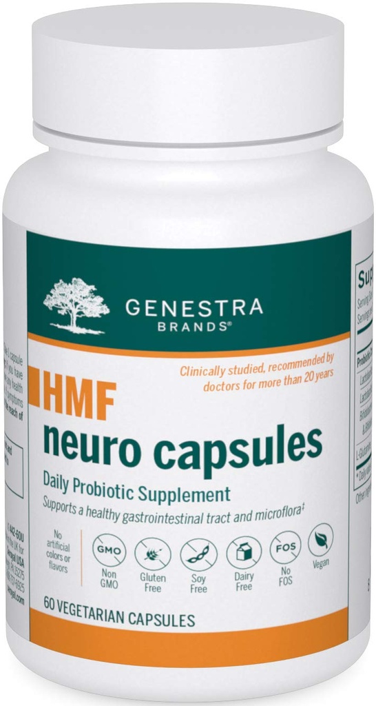 GenestraはHMFのNeuroのカプセル-女性、人の及び子供のプロバイオティクス-Gutの健康のため- 60のカプセルにブランドを模倣します