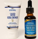 自然な道の銀製の翼の補足-コロイド銀500 ppm (1 oz/30 ml)の免疫サポートプラスの草の軟膏250 ppm (1.5 oz)