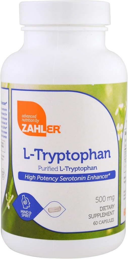 Zahler L-Tryptophan 500mg - 精製Lトリプトファンサプリメント - セロトニンとバランスの取れた気分のサポートのための高周波アミノ酸 - ベジタリアンフレンドリー、コーシャ、非GMOおよびグルテンフリー(60カプセル)